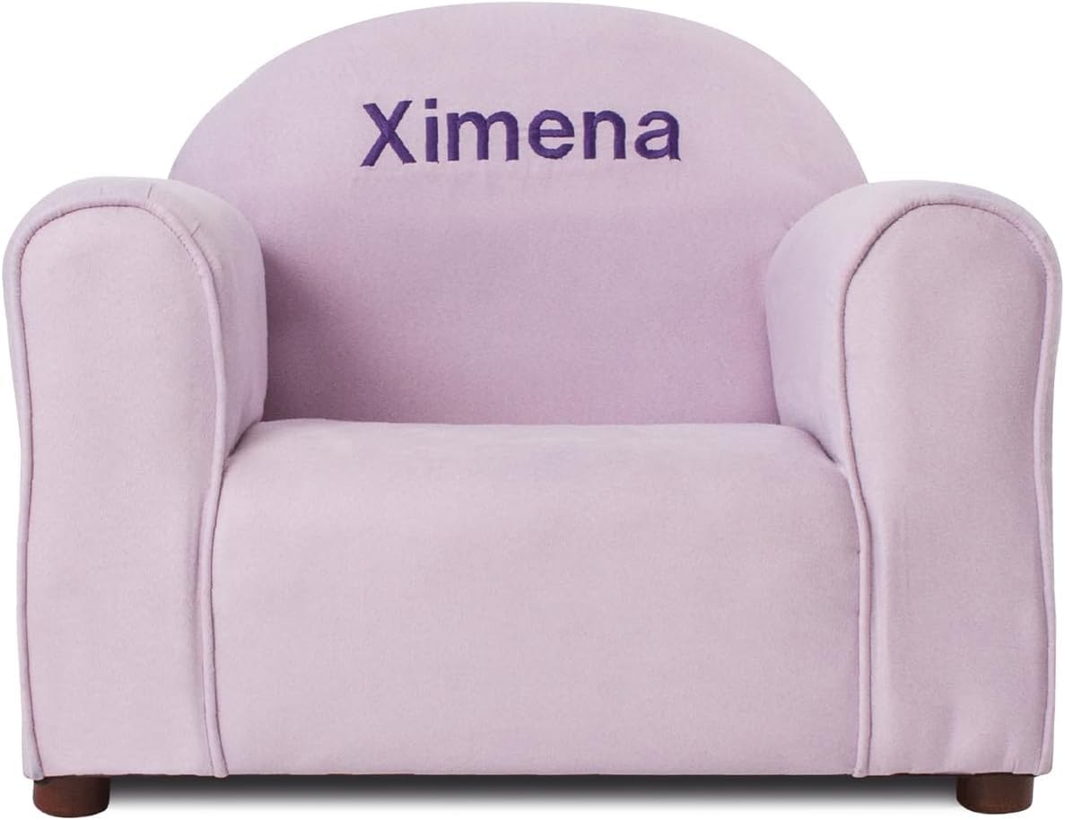 Keet Personalized Toddler Chair, Customize with Name, Soft Microsuede Upholstery, Embroidered Kids Armchair, Sturdy Wooden Frame, Easy to Clean, Ages 2–5, Gift-Ready Toddler Chair for Playrooms.