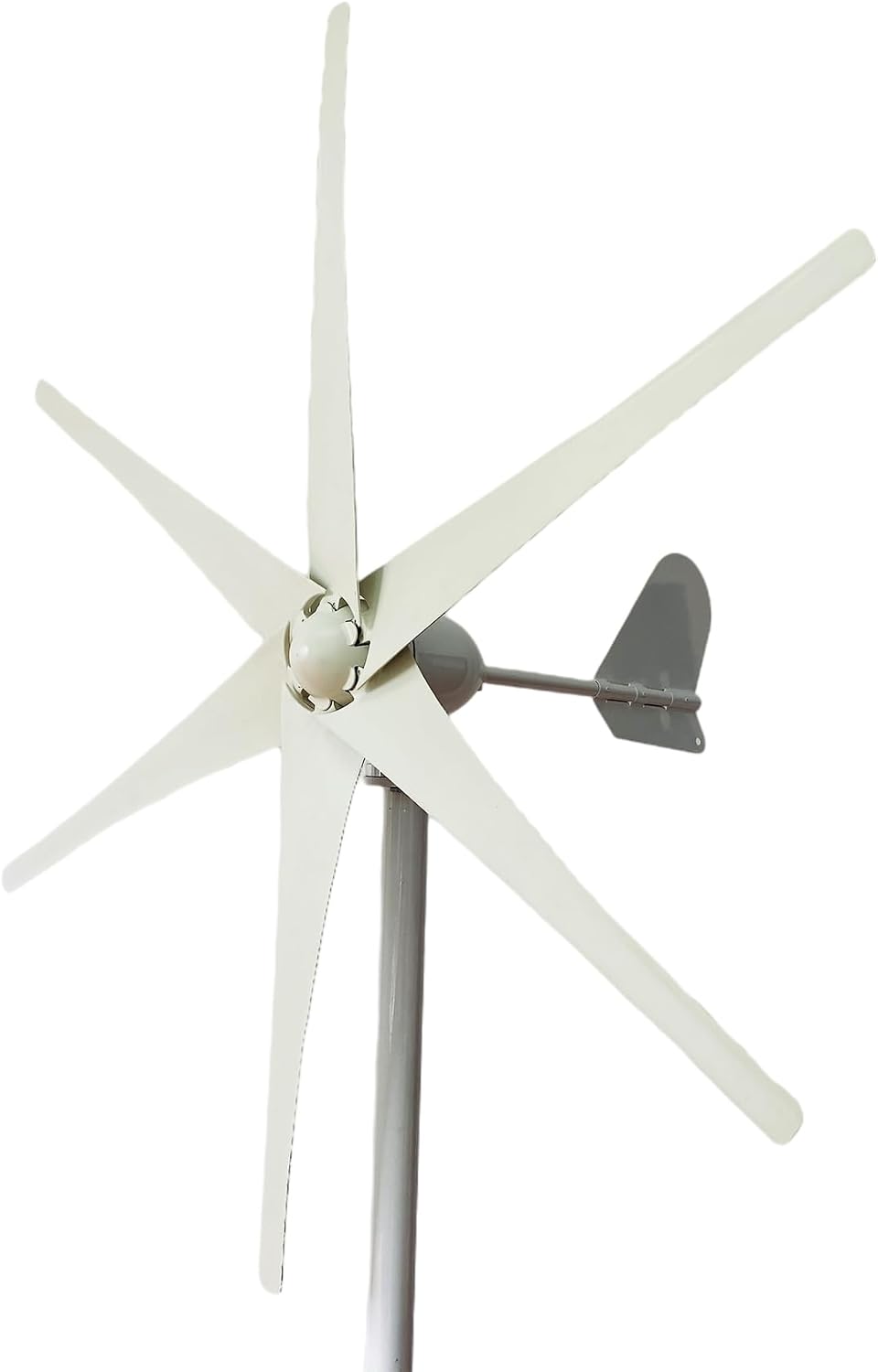 Small Vertical 6 Bladeswind Turbine Kit, 12V/24V/48V 3000W Vertical Turbine Generator with Controller for Terrace/Chalet (White)