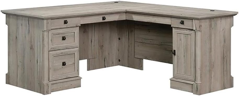 BOWERY HILL Contemporary Engineered Wood Computer Desk with File Drawer, 3 Additional Drawers, Adjustable Shelf, L-Shaped, Easy Assembly, for Home/Office, in Split Oak Finish