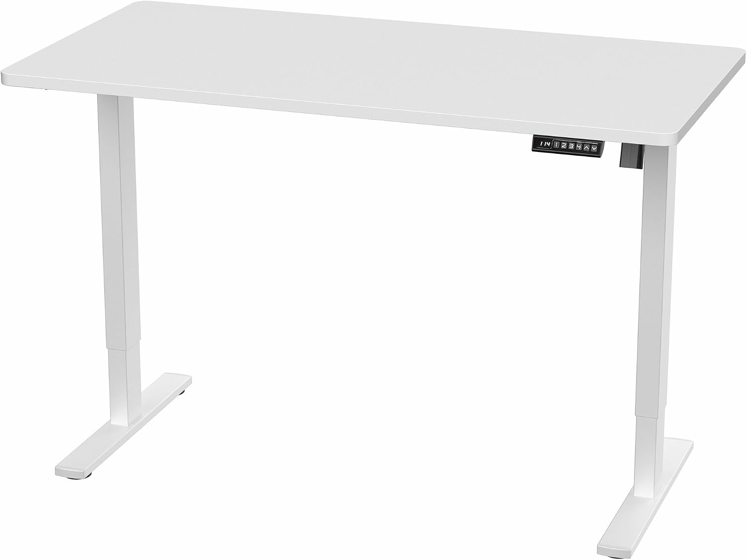 VIVO Electric 55 x 28 in Standing Desk, Memory Height Adjustment, 1B Series, Holds 220 lbs, One-Piece White Top, White Frame, DESK-KIT-1W55W