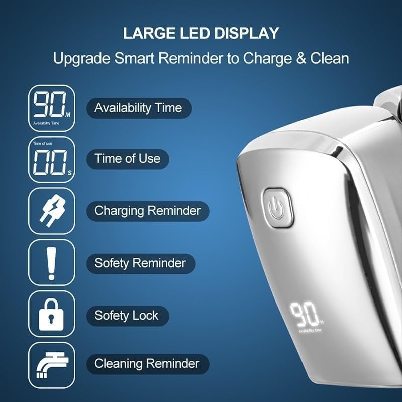 Electric Razor for Men, Electric Shaver Bald Head Hair Clipper 8 Cutter Floating Razor,Waterproof Metal, Men's Rechargeable Hair Trimmer