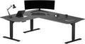 Progressive Desk Stand Up Height Adjustable Electric Standing Desk - L Shaped 60' x 72' Corner Computer Rising Workstation Table - Black Frame, Gray Oak Top