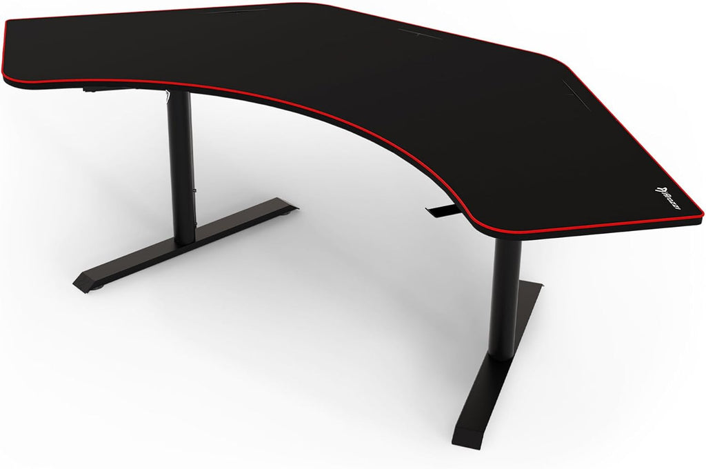 Arozzi Arena Angelo L Shaped GamingDesk, PC GamingDesk L Shape, Height Adjustable L Shaped Standing Desk for Home Office, with Full Coverage Mouse Pad (Black)