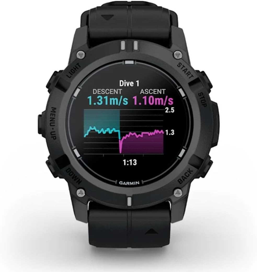 Garmin Descent G2 Watch-Style Dive Computer Smartwatch Black with Black Silicone Band, AMOLED Display, Diving PowerBank Bundle