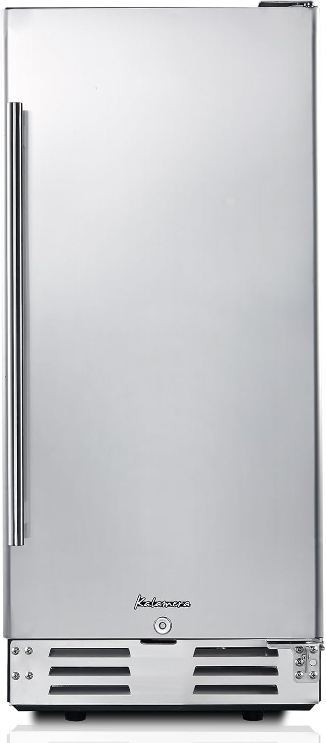 Kalamera Beverage Refrigerator, 15 inch Under Counter Beer Fridge for 104 Cans w/ 32-41℉ Temperature Range, Drink Fridge with Stainless Steel Door
