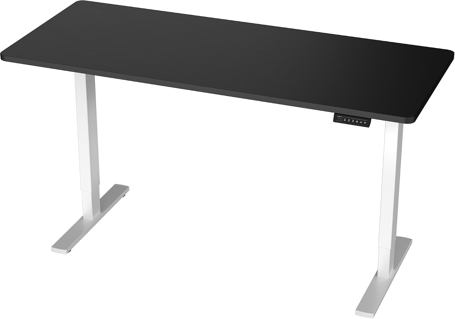 VIVO Electric 60 x 24 in Standing Desk, Memory Height Adjustment, 1B Series, Holds 220 lbs, One-Piece Black Top, White Frame, DESK-KIT-1W6B