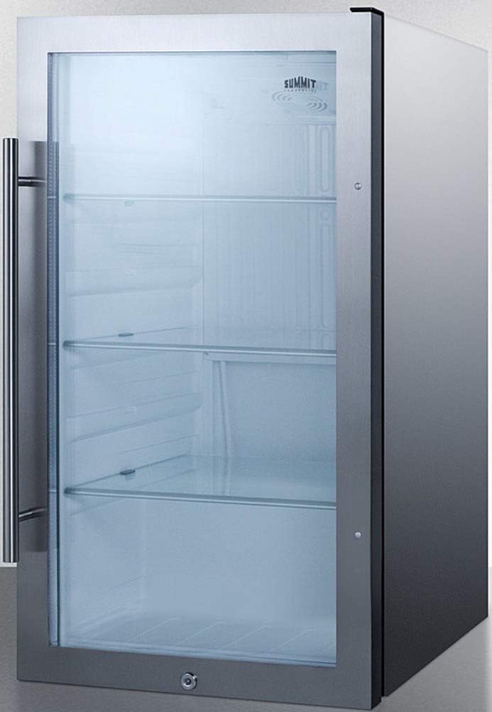 Summit 19' Beverage Center, 3.13 cu.ft. Capacity, Shallow Depth, Outdoor Refrigerator, Stainless Steel, Glass Door- SPR489OSCSS