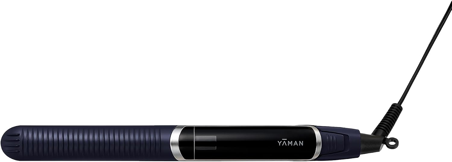 YA-MAN Spa Styler Straight + Wave Flat Iron Hair Straightener and Curler 2 in 1 - Advanced Japanese Technology, Dual Voltage, Titanium Tourmaline Plates with Red Light Therapy, 5 Heat Settings (Navy)