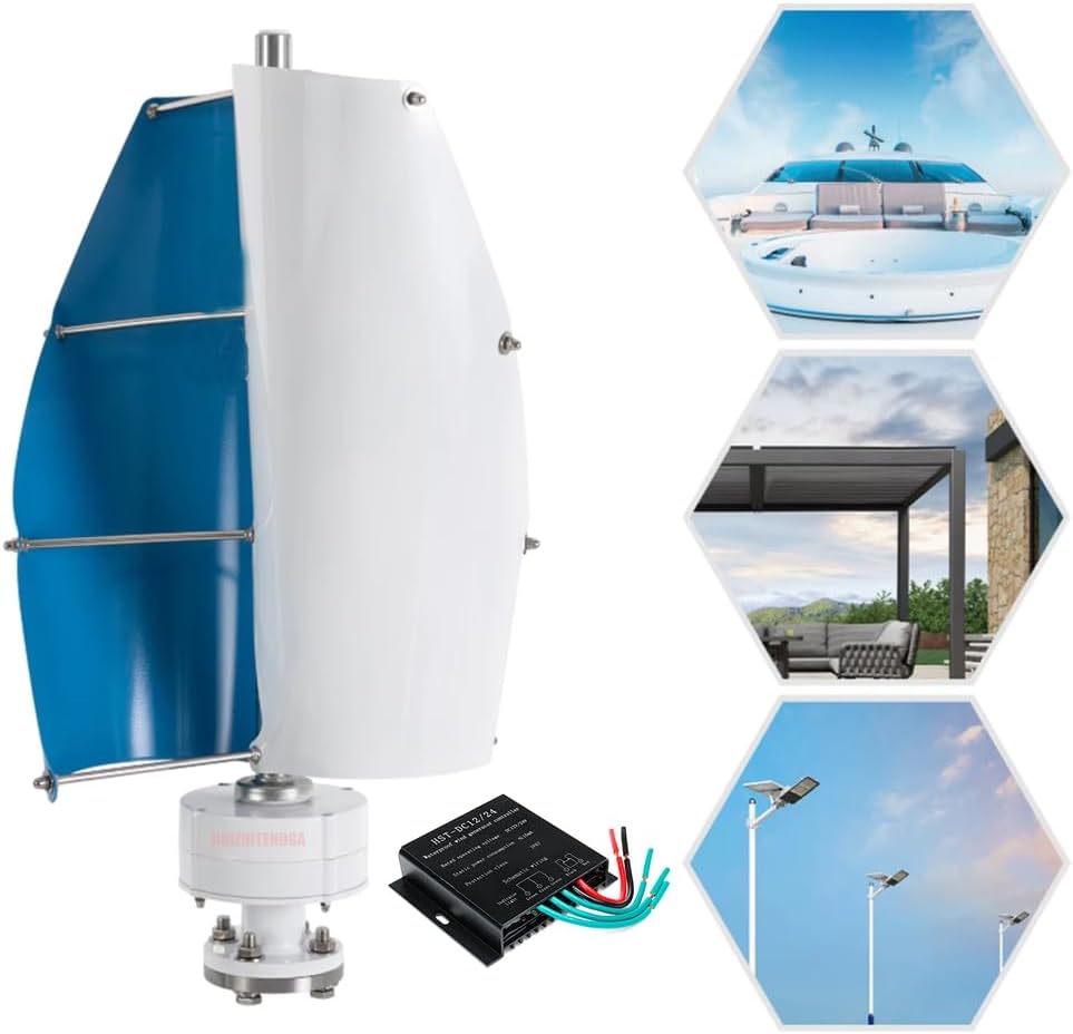 Wind Turbine Generator,3000W 12V 24V 48V 220V 2 Blades W/Controller and Power Inverter Converter Low-Noise Windmill Generator Suitable for Mountainous Roads