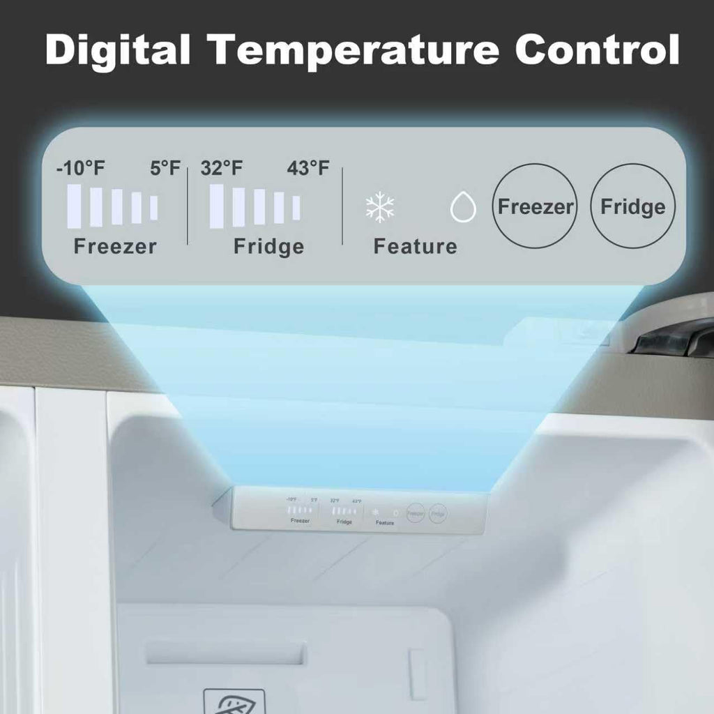 Iceblue 15.6 Cu.Ft. Side-by-side Refrigerators, 33' Full Size Refrigerator, Zoning Temperature Control Beverage Refrigerator with Freezer, Frost Free Beverage Fridge - Black Stainless Steel