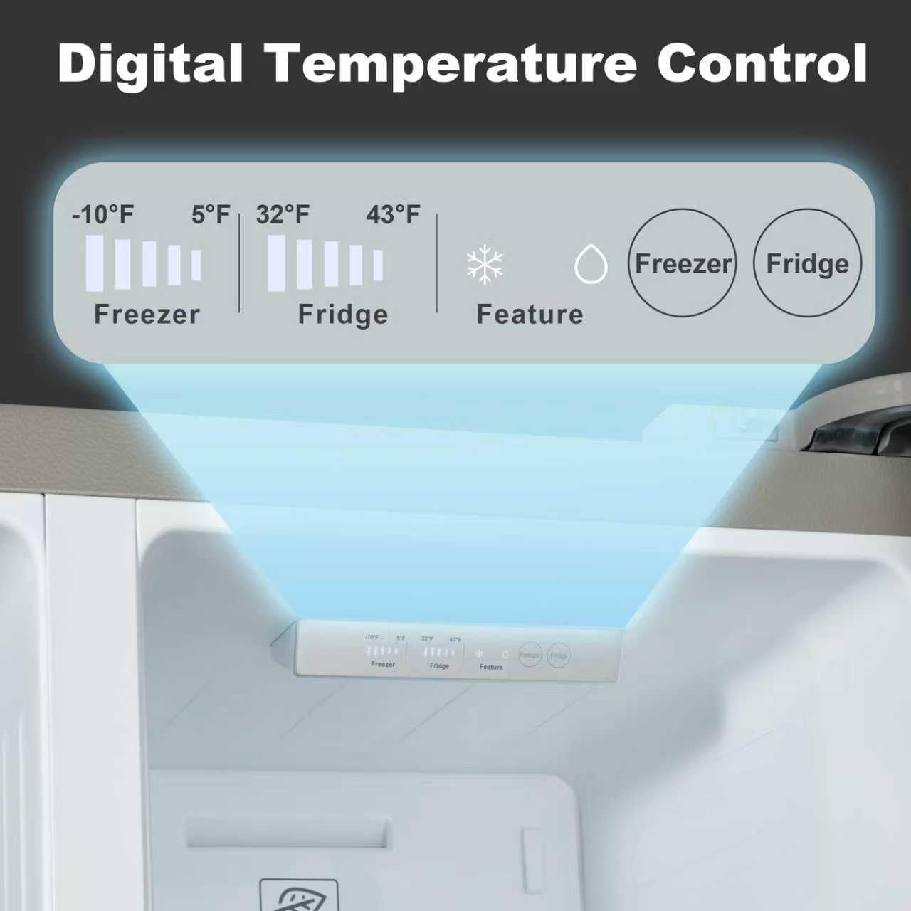 Iceblue 15.6 Cu.Ft. Side-by-side Refrigerators, 33' Full Size Refrigerator, Zoning Temperature Control Beverage Refrigerator with Freezer, Frost Free Beverage Fridge - Black Stainless Steel
