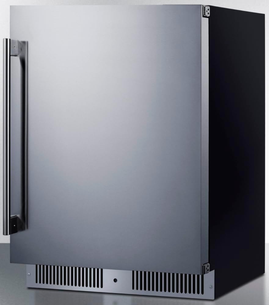 Summit 24' Refrigerator, 3.3 cu.ft. Capacity, Built-In Refrigerator Undercounter, Shallow 18' Depth, Stainless Steel- SDHR2444