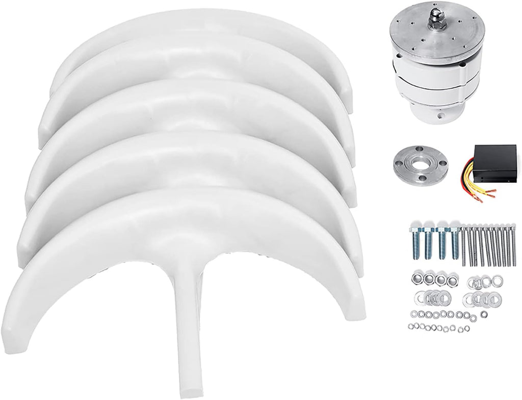 1000W-3000W 5 Blades Wind Generator Yacht Farm Small Generator for Home with Controller Suitable for Garden Outdoor Lighting(White)