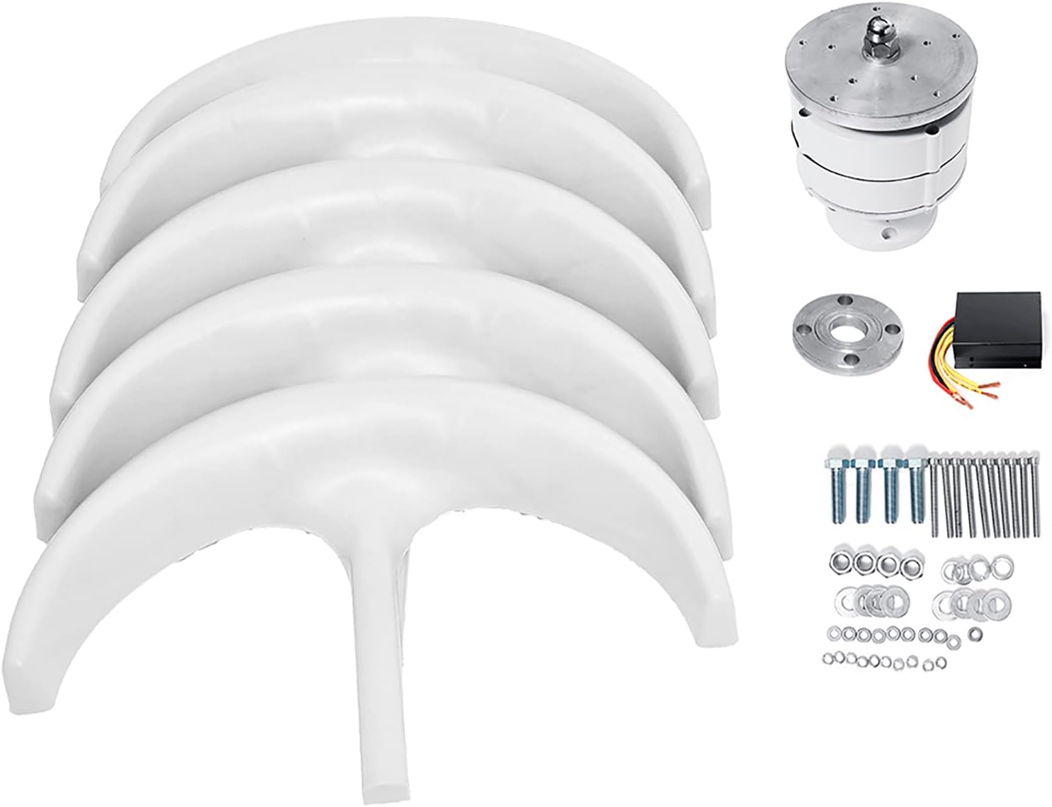 1000W-3000W 5 Blades Wind Generator Yacht Farm Small Generator for Home with Controller Suitable for Garden Outdoor Lighting(White)