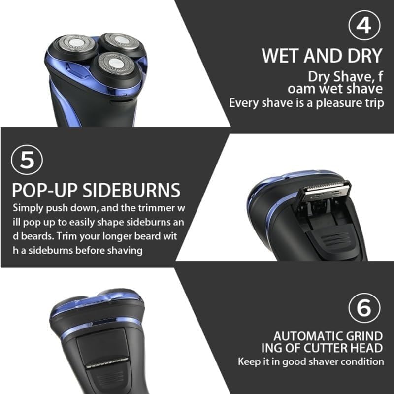 Electric Shavers for Men, Electric Shaver Professional Razor Waterproof Beard Trimmer Rotary 3D Floating Shaving Rechargeable Electric for Men