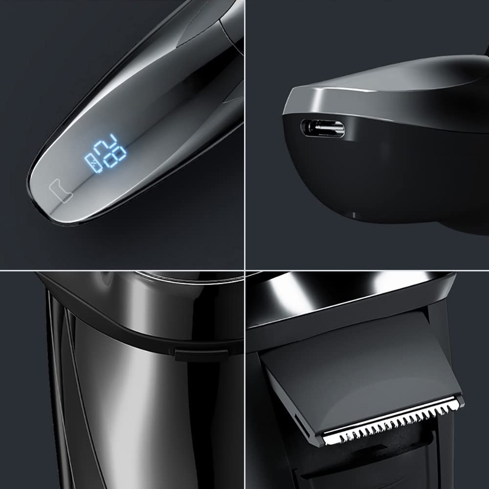 Head Shavers for Bald Men, Electric Shaver For Men Full Body Washable Rechargeable Beard Trimmer Shaving Machine Electric Razor (Color : Black)