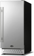 Tylza 15'' Outdoor Beverage Refrigerator, 130 Cans Beverage Fridge, Undercounter or Freestanding, Frost-Free, Removable Metal Shelves, Stainless Steel French Door, Beverage Cooler for Beer, Wine, Soda