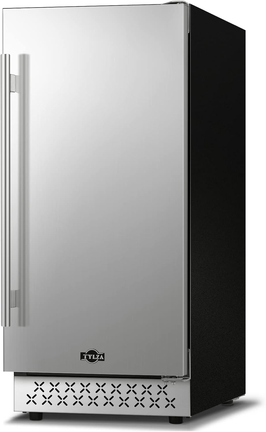 Tylza 15'' Outdoor Beverage Refrigerator, 130 Cans Beverage Fridge, Undercounter or Freestanding, Frost-Free, Removable Metal Shelves, Stainless Steel French Door, Beverage Cooler for Beer, Wine, Soda