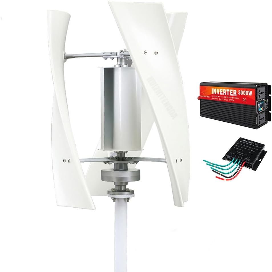 3000W 220V Wind Turbine Generator,Wind Power Kit 3 Blades W/Power Inverter Converter Low Noise Home Windmill Generator for Residential Use, Off-Grid Systems