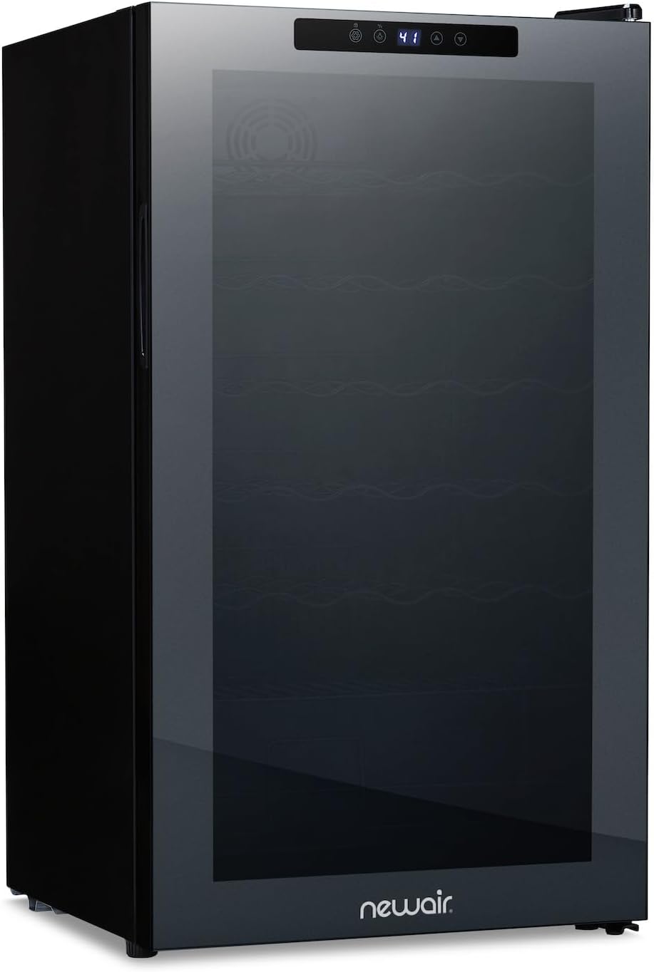Newair 34 Bottle Wine Cooler Refrigerator | Shadow Series | Freestanding Mirrored Wine and Beverage Fridge with Double-Layer Tempered Glass Door & Compressor Cooling For Reds, Whites, & Sparkling Wine