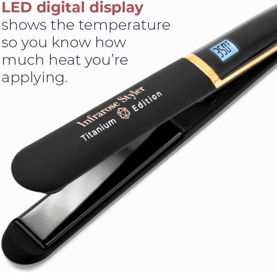 SRI Infrarose Titanium Styler – Professional Flat Iron with Floating Plates to Reduce Pulling – Hair Straightener for Curly, Damaged, Fine Hair, All Hair Types – Durable Design.