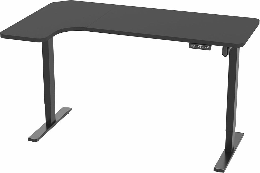VIVO Electric Corner 58 x 35 in L-Shaped Standing Desk, Memory Height Adjustment, Holds 220 lbs, Reversible Black Top, Black Frame, DESK-KIT-1BRB