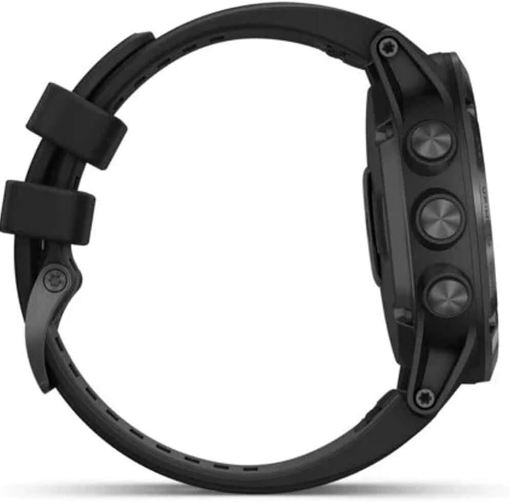 Garmin fenix 5X Plus, Ultimate Multisport GPS Smartwatch, Features Color Topo Maps and Pulse Ox, Heart Rate Monitoring, Music and Contactless Payment, Black with Black Band