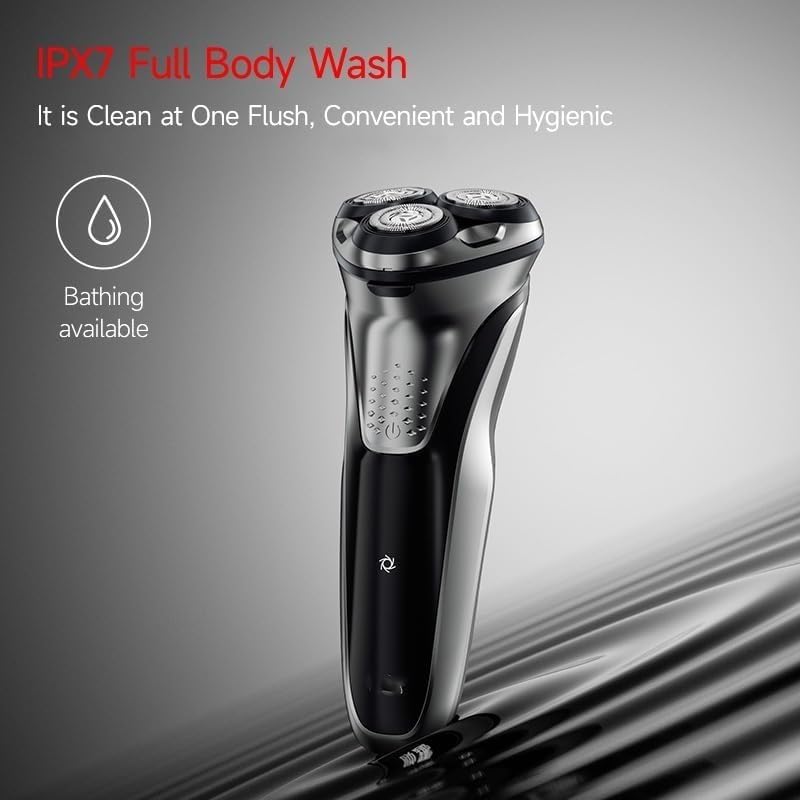 Electric Shavers for Men, Men's Electric Shaver IPX7 Full Body Waterproof 3 Floating Heads Rechargeable Face Shaving Machine