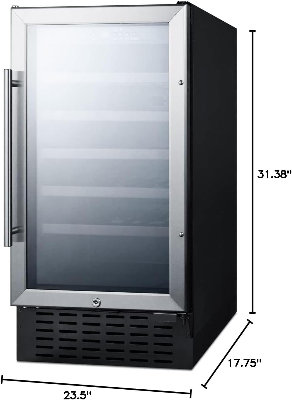Summit 18' Wine Cellar, 34 Bottle, 3.3 cu.ft. Capacity, ADA Compliant Stainless Steel & Glass- SWC1840BADA
