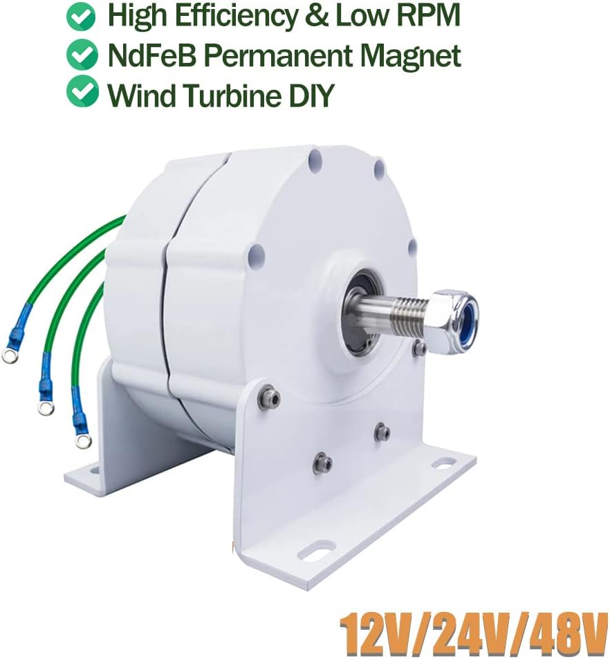 3000W Generator Permanent Magnet AC Gearless Permanent Magnet Motor with Controller Portable Solar Generator for Wind/Water Turbine 12V 24V 48V (with Base)