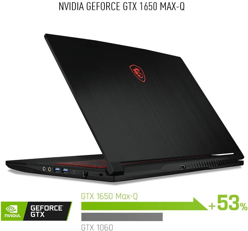 msi GF63 Thin 9SC-068 15.6' Gaming Laptop, Thin Bezel, Intel Core i5-9300H, NVIDIA GeForce GTX1650, 8GB, 256GB NVMe NVMe SSD
