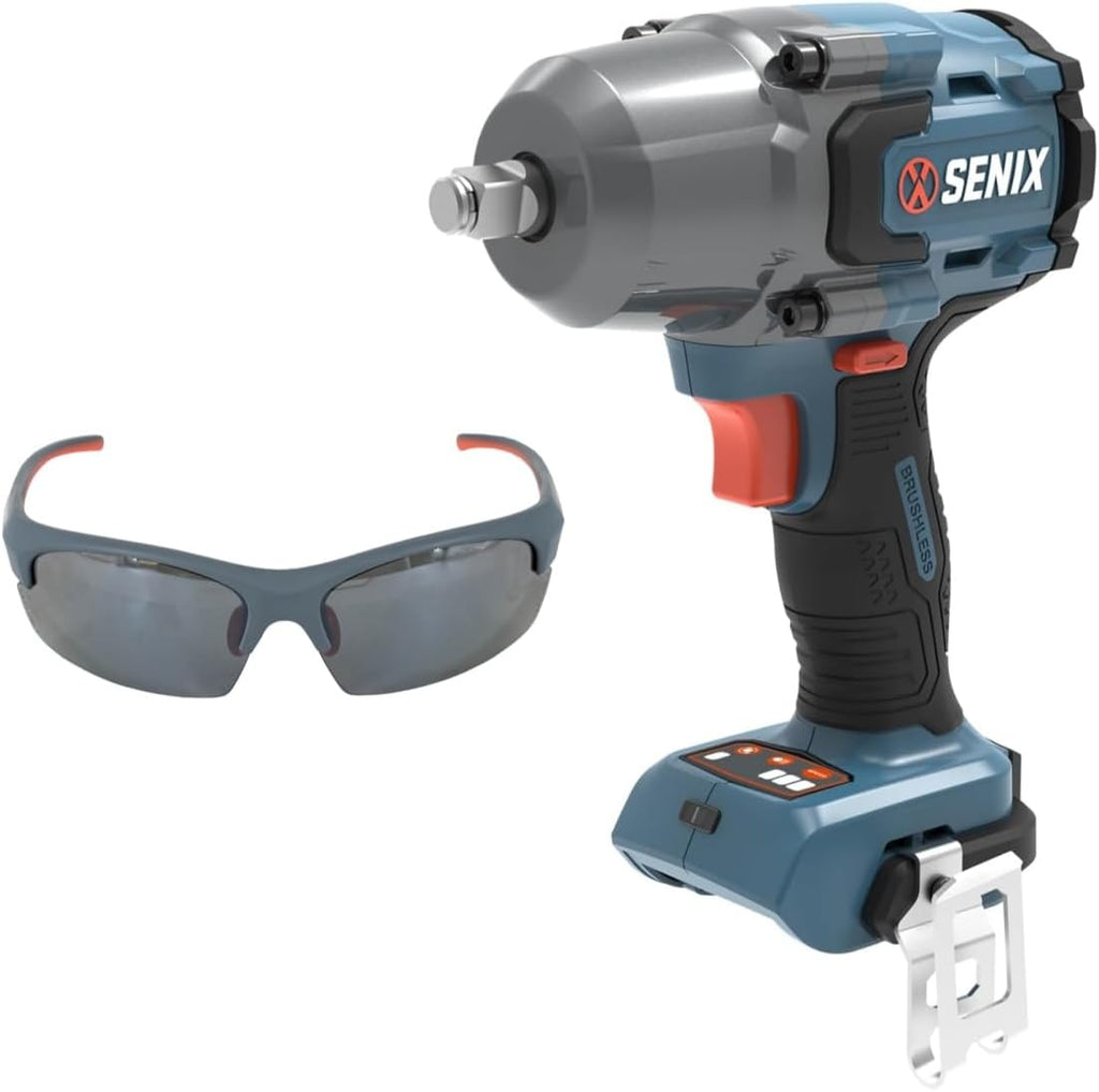 SENIX 20 Volt Max* 1/2' Cordless Impact Wrench, 550 ft-lbs. Max Torque, 4000 RPM Max, 3 Speed Mode, Brushless Motor - Includes Belt Clip, Tool Only, Battery Not Included (PDWX2-M7-0)