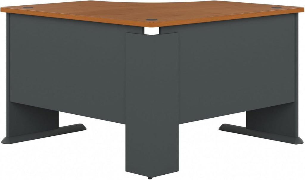 Bush Business Furniture Series A 48W Corner Desk in Natural Cherry and Slate, Compact L Shaped Workstation, Office Desktop Solution for Workspace