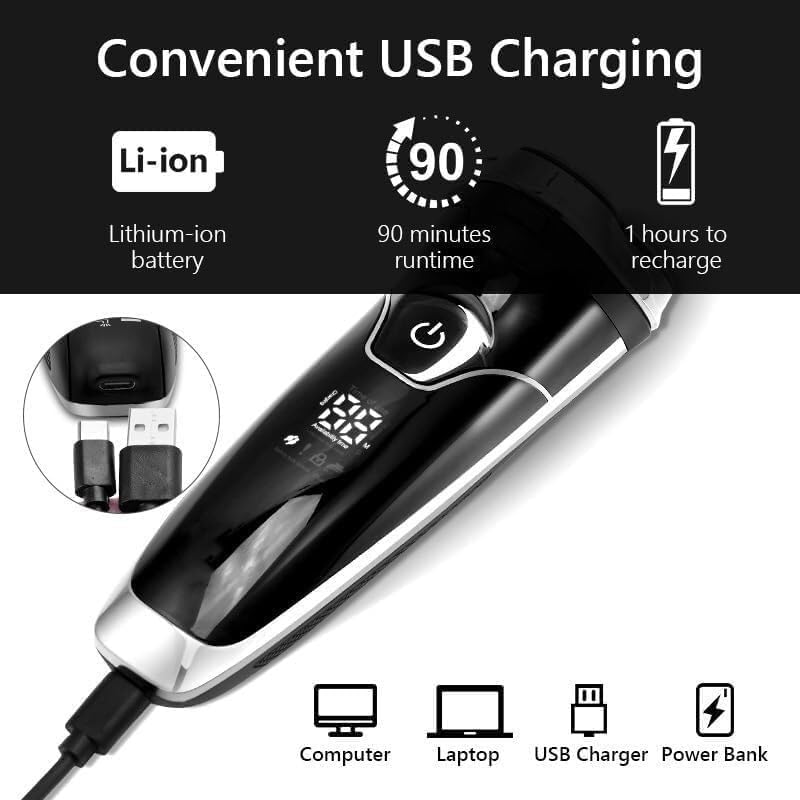 Electric Razor for Men, Electric Shaver Waterproof Fast Charging Men's Shaver Rechargeable Electric Razor Beard Trimmer Shaving Machine