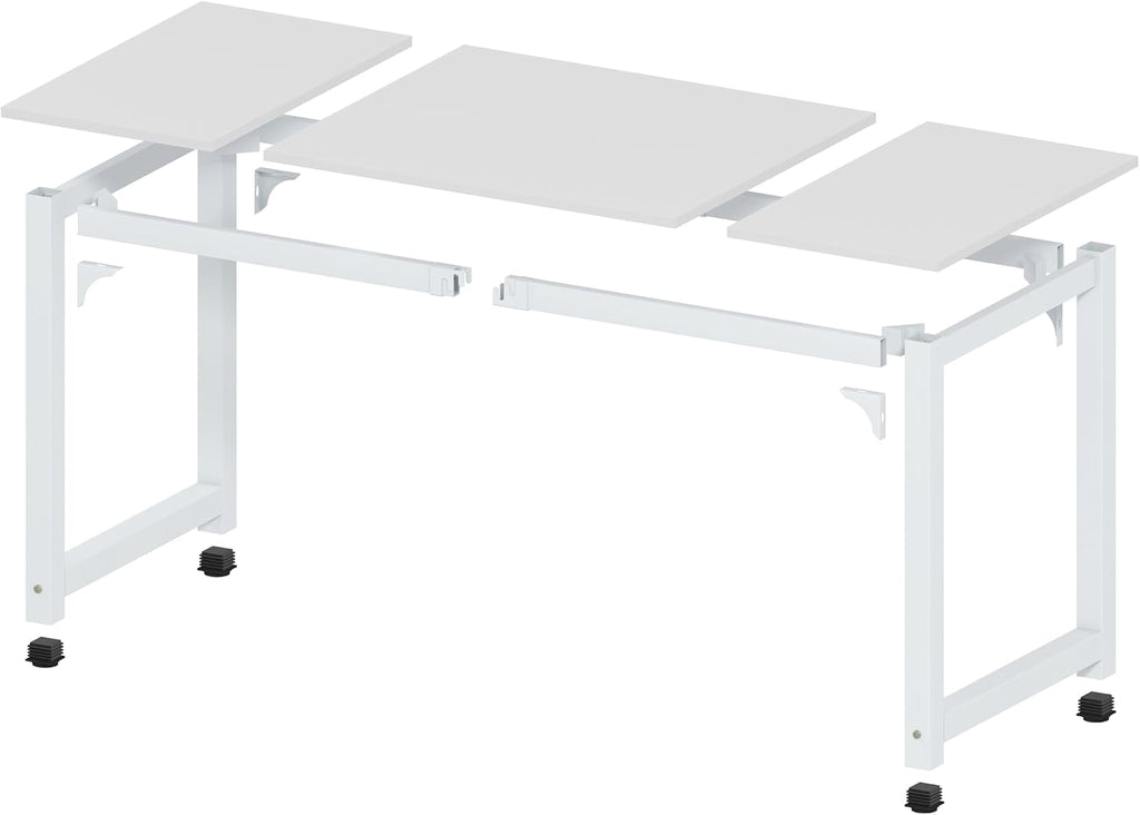 NSdirect Large Office Desk for Home Office, Large 63' Computer Desk Table, Wide Writing Study Desk for 2 Person, Metal Sturdy Frame Thicker Steel Legs,Warm White