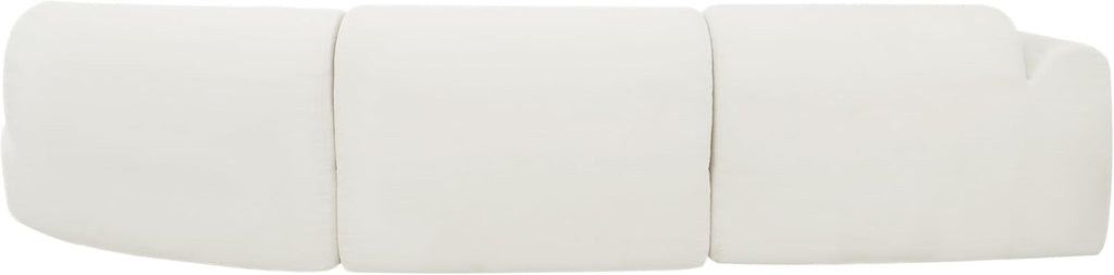 Merax 140' Curved Polyester Sectional Sofa Set, Modern Cloud Couch with Chaise Lounge & 3 Pillows, Fully Assembled for Living Room, Beige