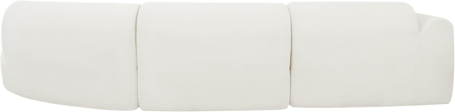 Merax 140' Curved Polyester Sectional Sofa Set, Modern Cloud Couch with Chaise Lounge & 3 Pillows, Fully Assembled for Living Room, Beige