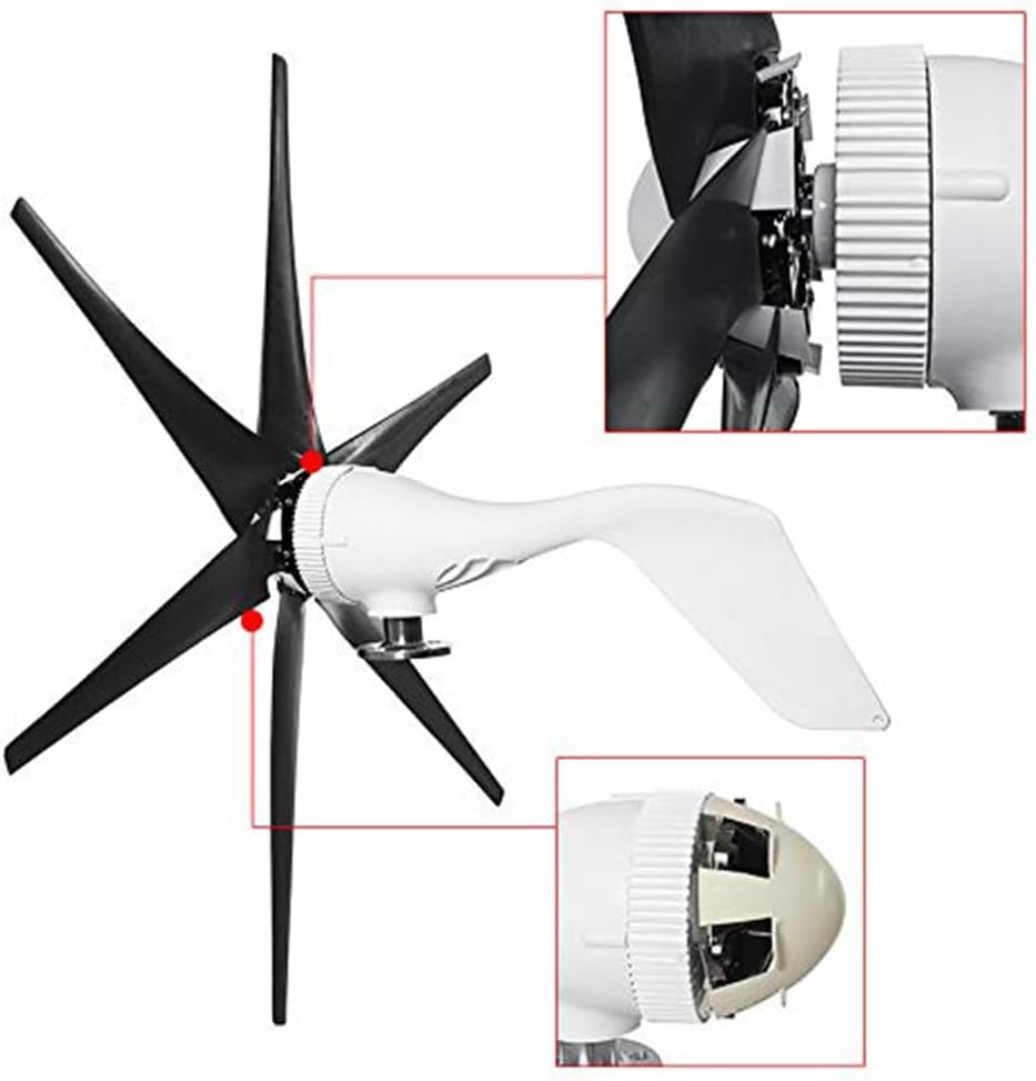 12V,1000W -3000W Wind Turbine Generator, 6 Blade 48V 220V Garden Wind Turbines Generator with Charge Controller for Solar Power Homeuse