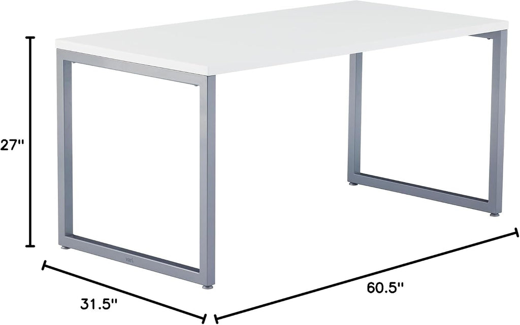 Vari 60x30 Table- Modern Home Office Desk by Varidesk- Long White Table for Writing, Crafting, Gaming- Slim Legs, Durable Laminate Finish, 300-lbs Capacity, Easy Assembly