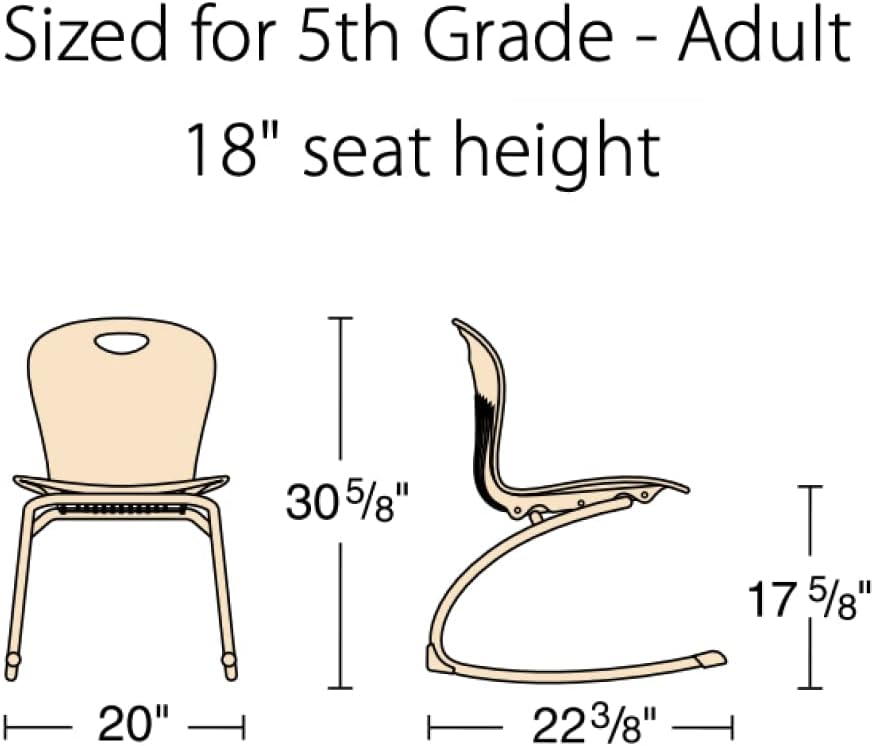 Virco ZROCK18 School Rocking Chair (4 Chairs) ZUMA Rocker Series 18' Seat Height for Students 5th Grade - Adult, Appropriate for Libraries, Break Rooms and Reading Nooks - Black