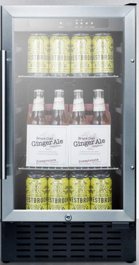 Summit 18' Beverage Center, 2.7 cu.ft. Capacity, ADA Compliant, Stainless Steel & Glass- SCR1841BADA