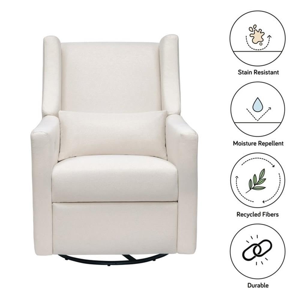 Babyletto Kiwi Glider Recliner Nursery Chair w/ USB Ports - GREENGUARD Gold Certified - Water & Stain Resistant Glider Rocking Chair - Electronic, 270° Swivel, Performance Cream Eco-Weave