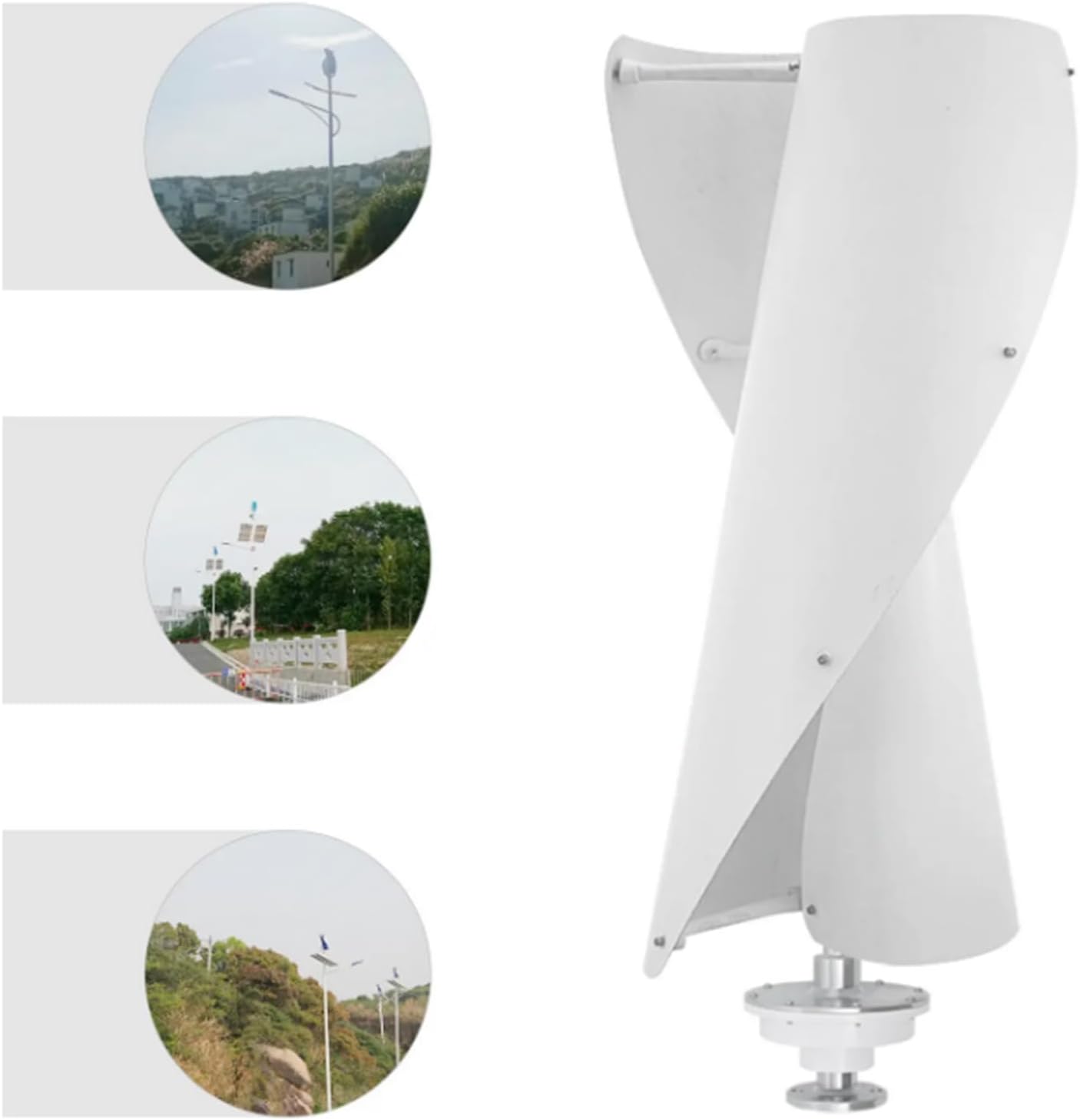 100W-3000W Wind Turbine Generator Set, 2 Blades AC Vertical Spiral Wind Turbine Windmill with Controller Suitable for Courtyard Farms (White)