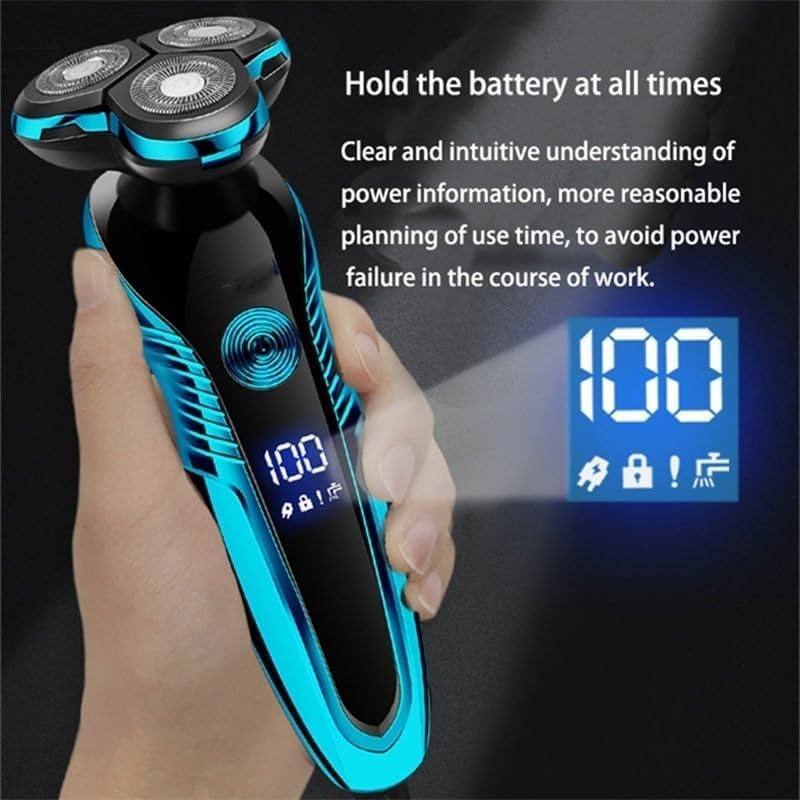 Electric Shavers for Men, Electric Shaver Washable Rechargeable Electric Razor Hair Clipper Cutting Shaving Machine for Men Beard Trimmer Wet-Dry Dual Use (Color : Black)