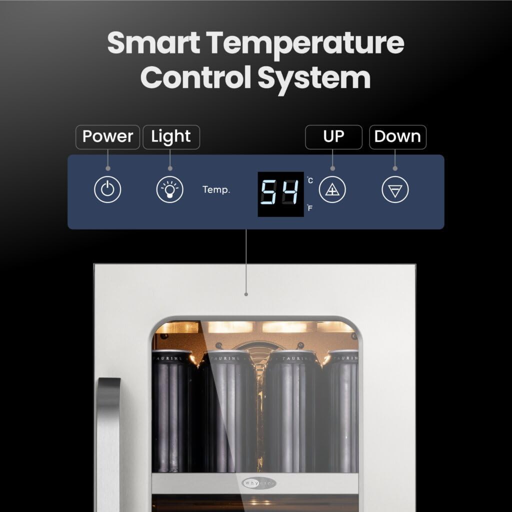 Whynter BSR-080SB 15 inch Built-ln 80 Cans Undercounter Stainless Steel Beverage Fridge with Reversible Door, Digital Control, Lock, and Carbon Filter