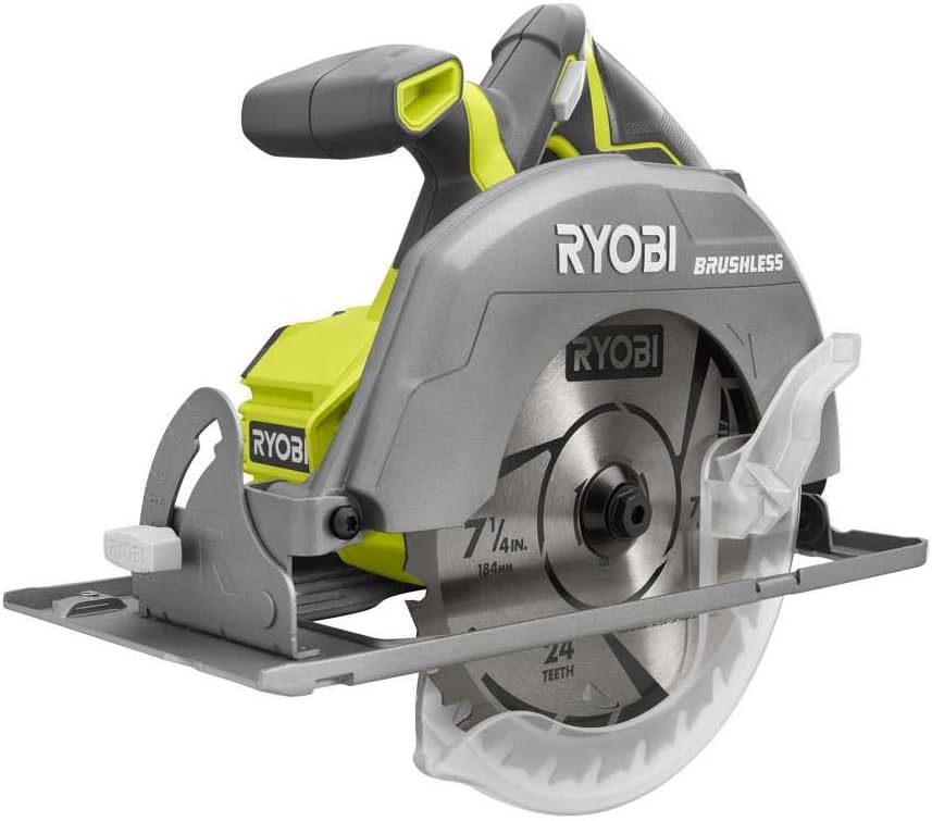 Ryobi P1837 18V One+ Cordless Brushless 3 Tool Combo Contractor Kit (9 pieces: Drill/Driver, Impact Driver, Circular Saw, 7-1/4 in Blade, Blade Wrench, Charger, 2.0 & 3.0 Ah Batteries, Bag)