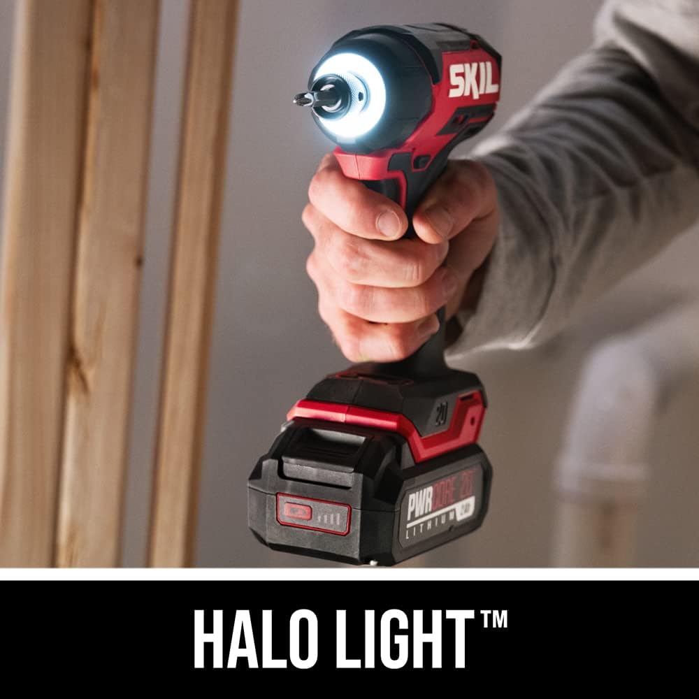 SKIL PWR CORE 20 Brushless 20V Compact Drill Driver and Impact Driver Kit, Includes 2.0Ah Battery and PWR Jump Charger - CB8437B-10