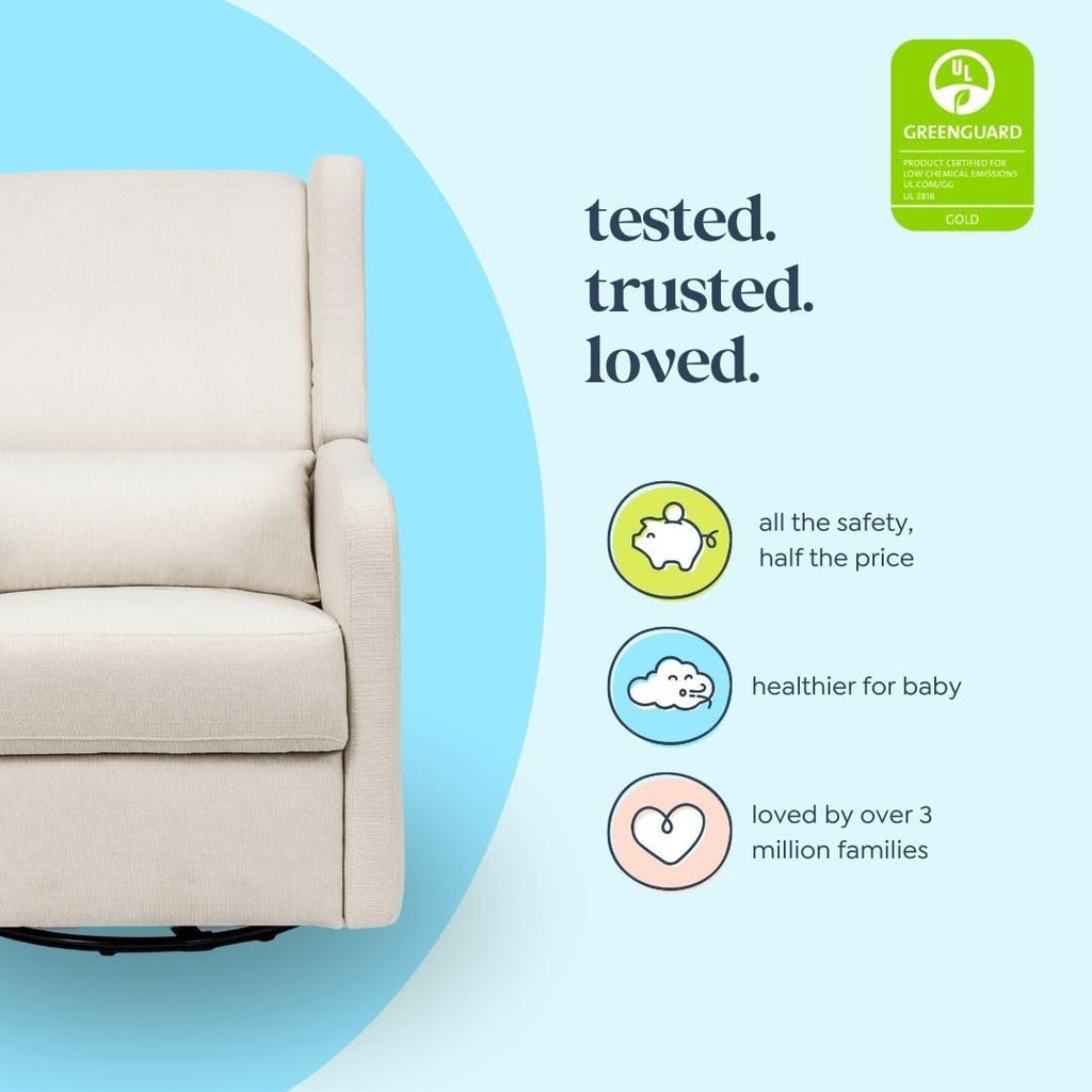 Carter's Arlo Glider Recliner Nursery Chair - Water & Stain Resistant Glider Rocking Chair for Nursery - GREENGUARD Gold, FSC & Certi-PUR US Certified - Cozy Cream Swivel Rocker Recliner Chair