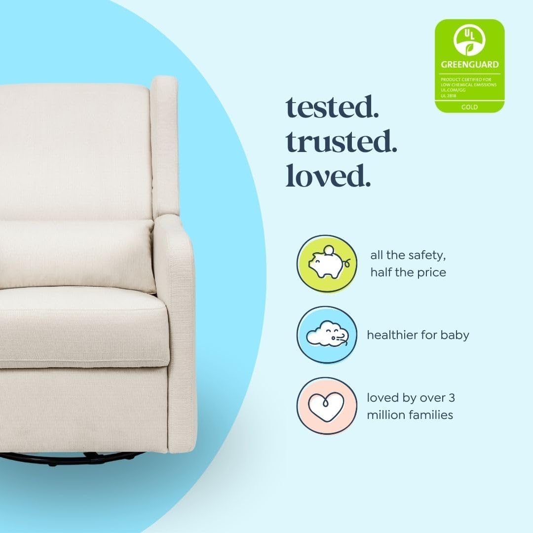 Carter's Arlo Glider Recliner Nursery Chair - Water & Stain Resistant Glider Rocking Chair for Nursery - GREENGUARD Gold, FSC & Certi-PUR US Certified - Cozy Cream Swivel Rocker Recliner Chair