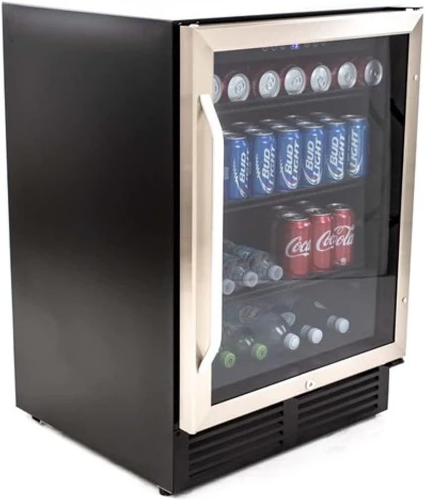 Avanti Beverage Refrigerator with Digital Temperature Control with Locking Door, Holds Up to 130 Cans and Bottles, Black